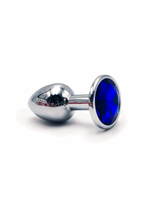 RY-001 PLUG ANAL PLATA – CHICO – GEMA REDONDA AZUL