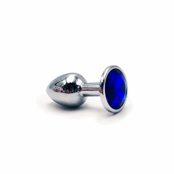 RY-001 PLUG ANAL PLATA – CHICO – GEMA REDONDA AZUL