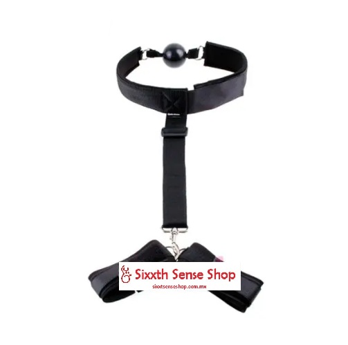 FETISH FANTASY SERIES GAG & WRIST RESTRAINT – BLACK
